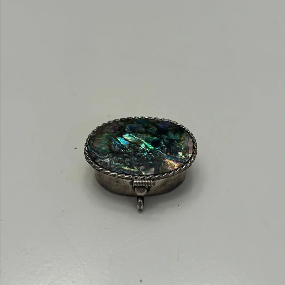 Oval shaped mini silver plated pill box
